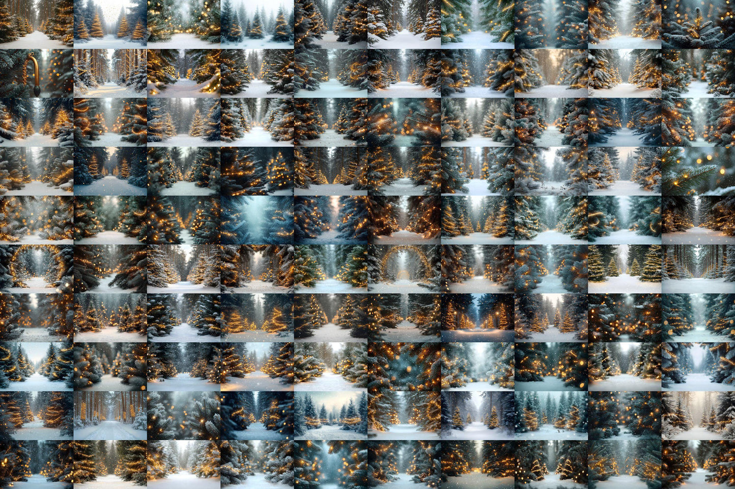 Snowy Forest Backdrops for Winter Photography, Holiday Scenes, and Photoshop Overlays, Christmas Lighting Backgrounds, Winter Backdrops