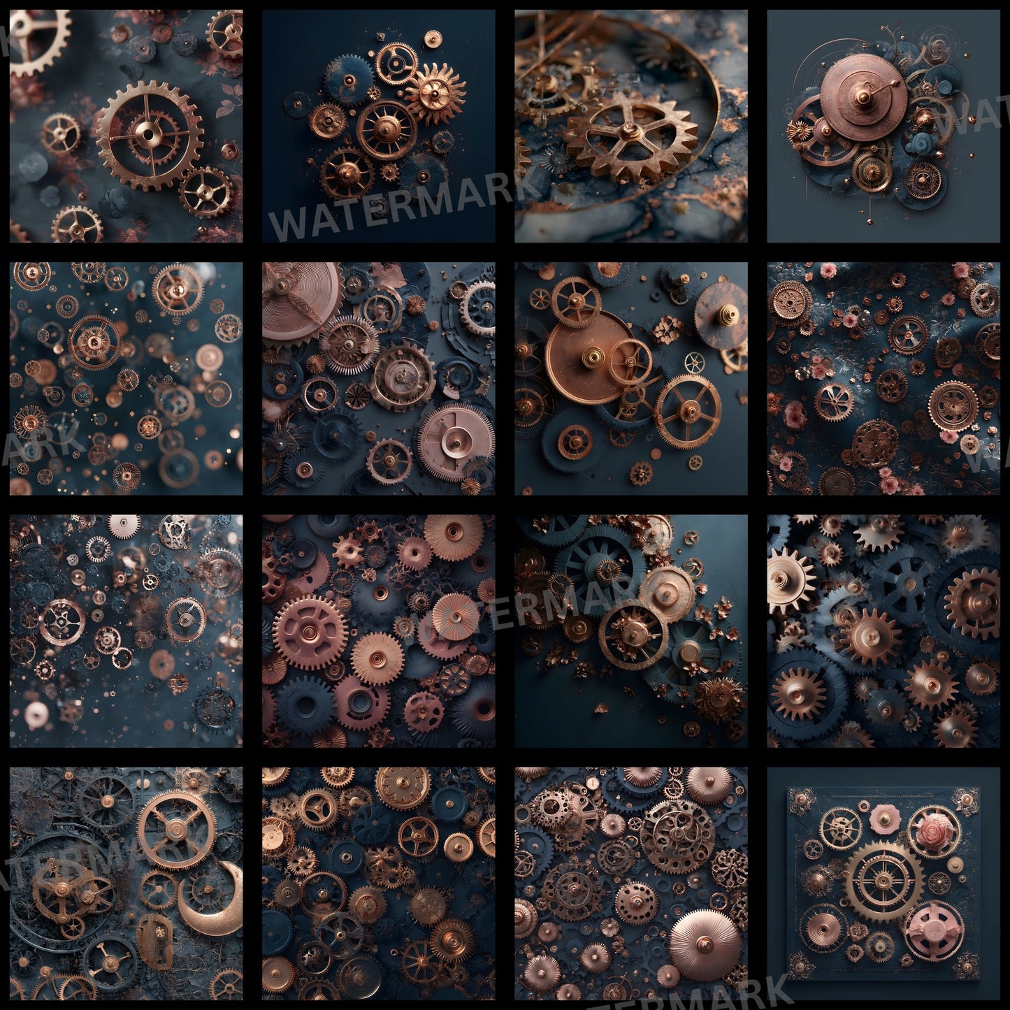 Rose Gold Steampunk Backdrop, Machine Cogs Background, Digital Download for Photography, Photo Booth Prop, Fantasy Art, Sci-Fi Design