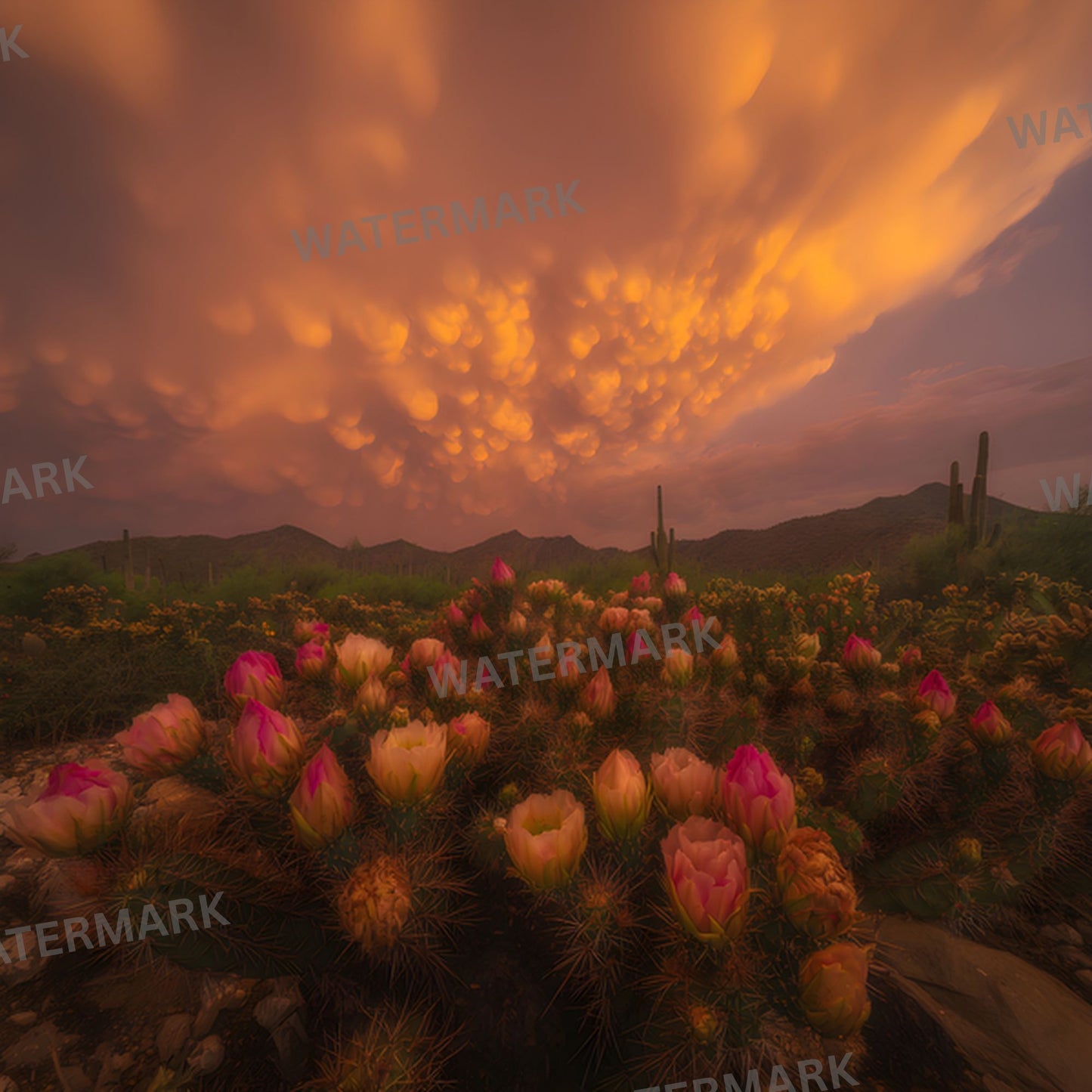 Arizona Desert Photography Backdrop, Southwestern Bloom Digital Background, Photo Booth Prop, Online Meeting Virtual Background