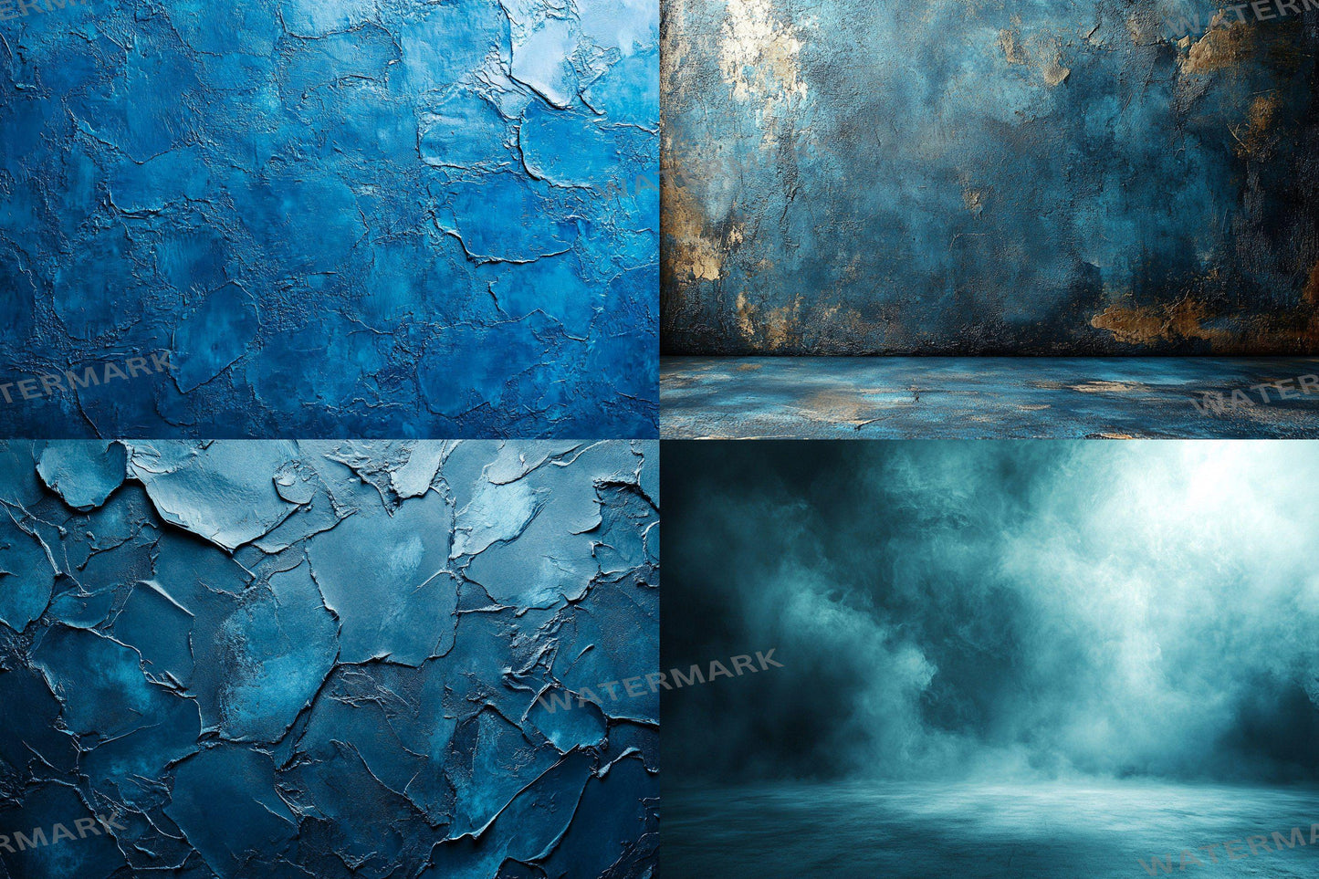 Blue Texture Ethereal Digital Backdrops - Junk Journal & Scrapbook Papers - Dreamy Textured Backgrounds - Digital Art Photo Overlays