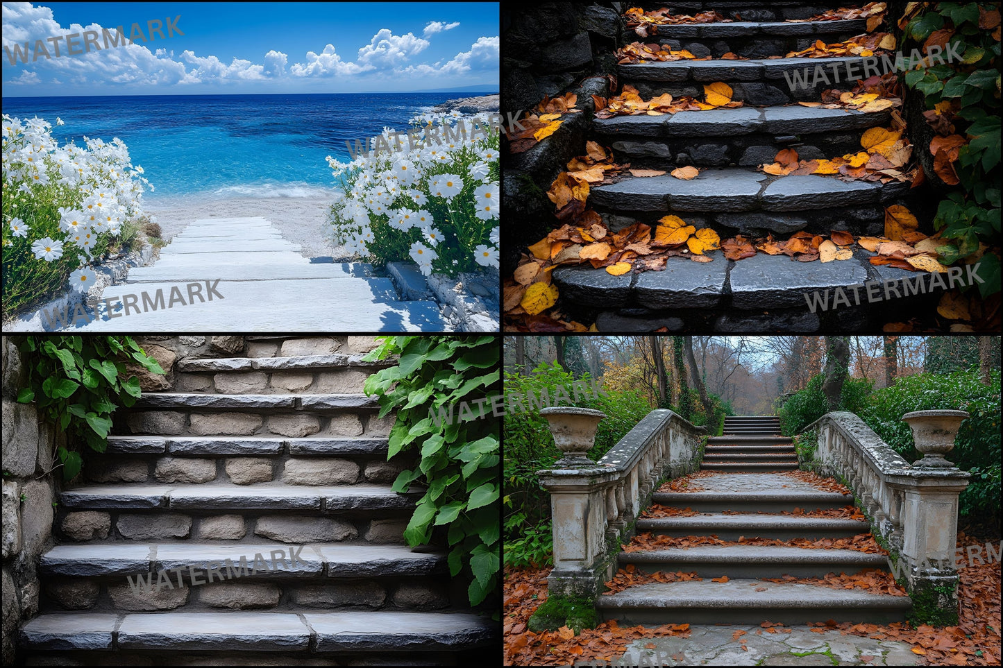 Staircase Photography Backdrop Set, Elegant Steps Digital Backgrounds for Portrait Photography, Photo Overlays, Scenic Stairway Images