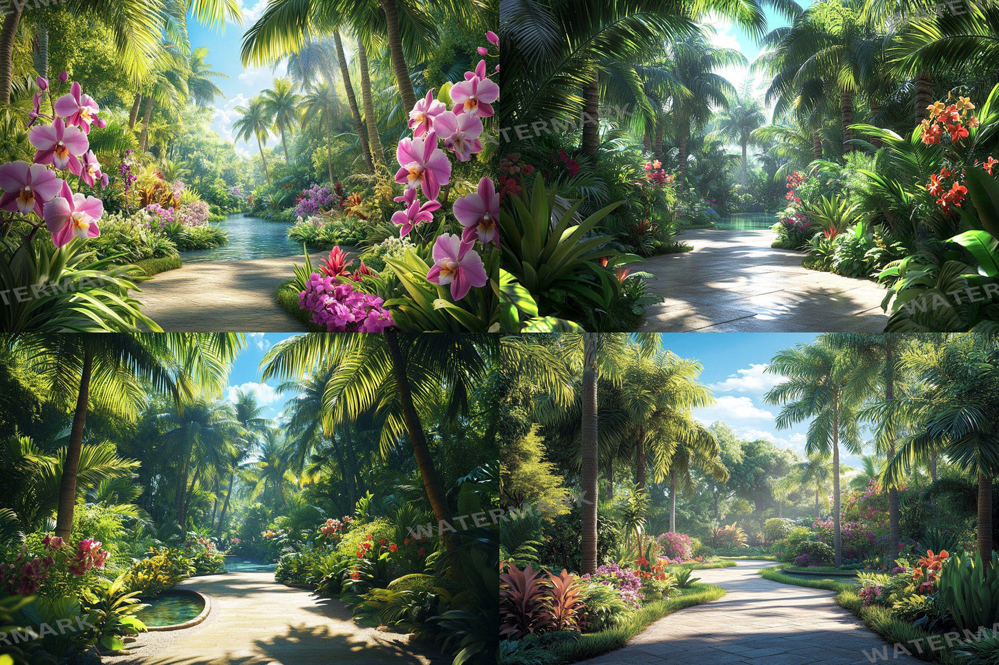 Lush Tropical Botanical Escape Backdrop: PNGs for Commercial Photography, Rich Rainforest Setting, Immersive Digital Backdrops