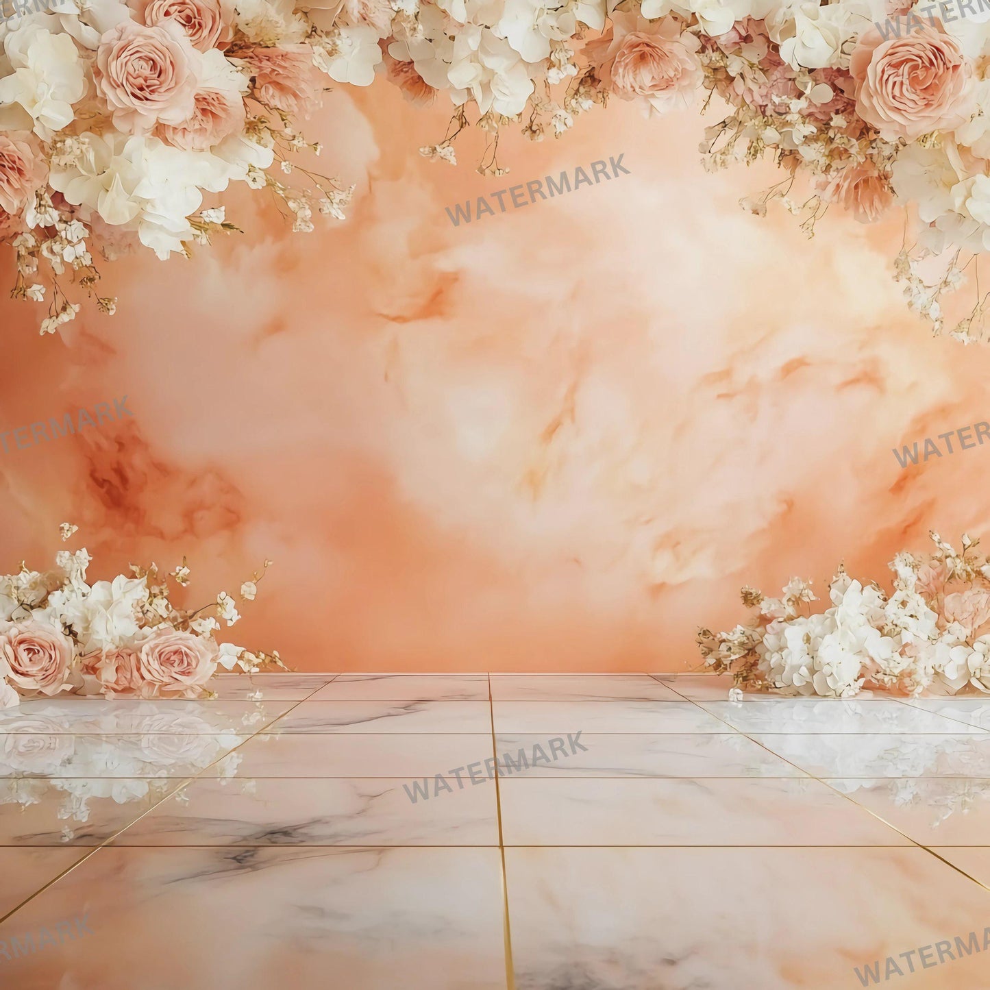Photography Studio Backdrops, Elegant Floral Backgrounds, Peach and Cream Tones, Digital Props for Photoshoots and Creative Projects