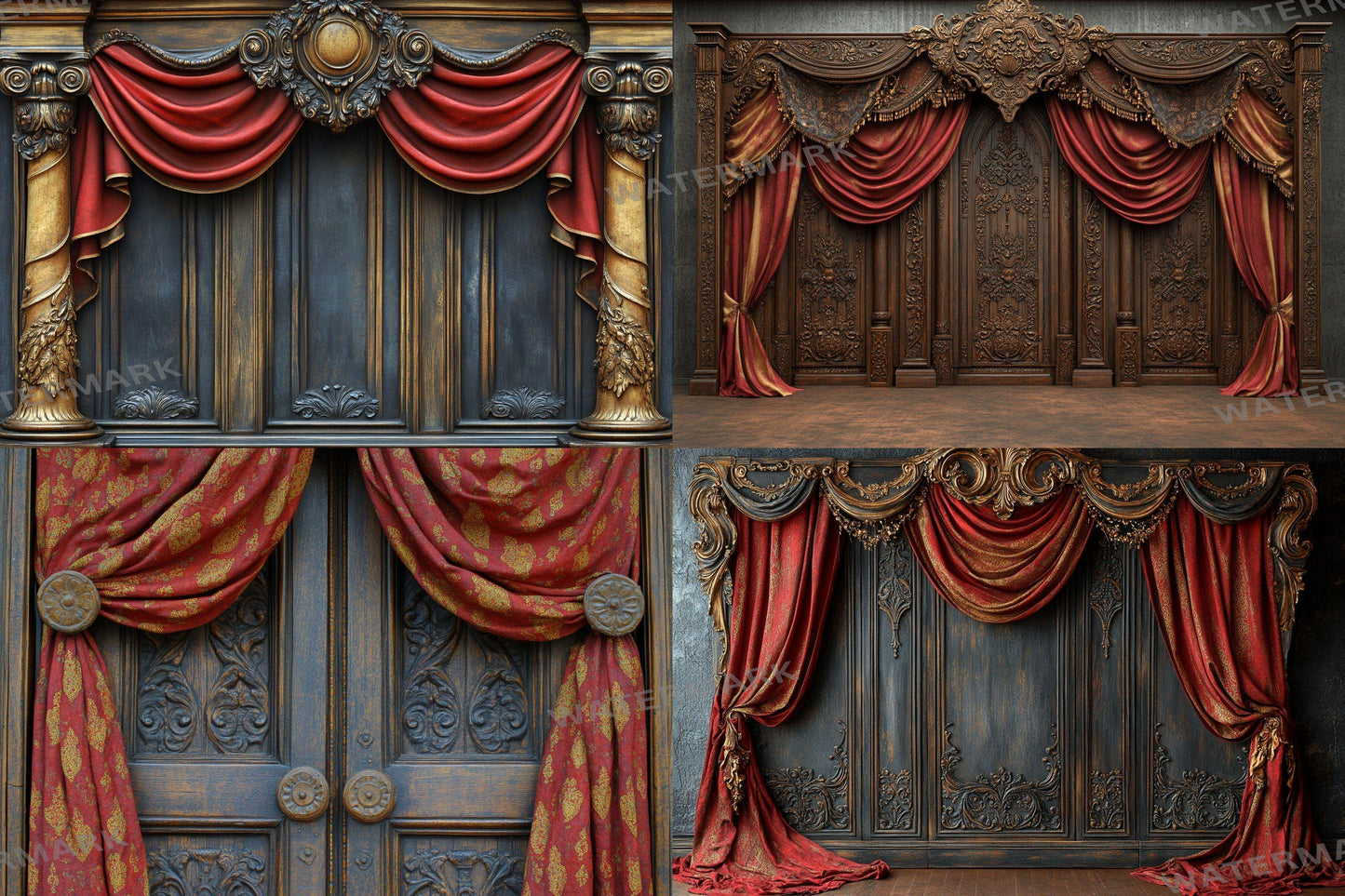 Antique Carved Panels Digital Backdrops - 3High-Resolution PNGs 00x00px for Photography - Commercial Use Allowed
