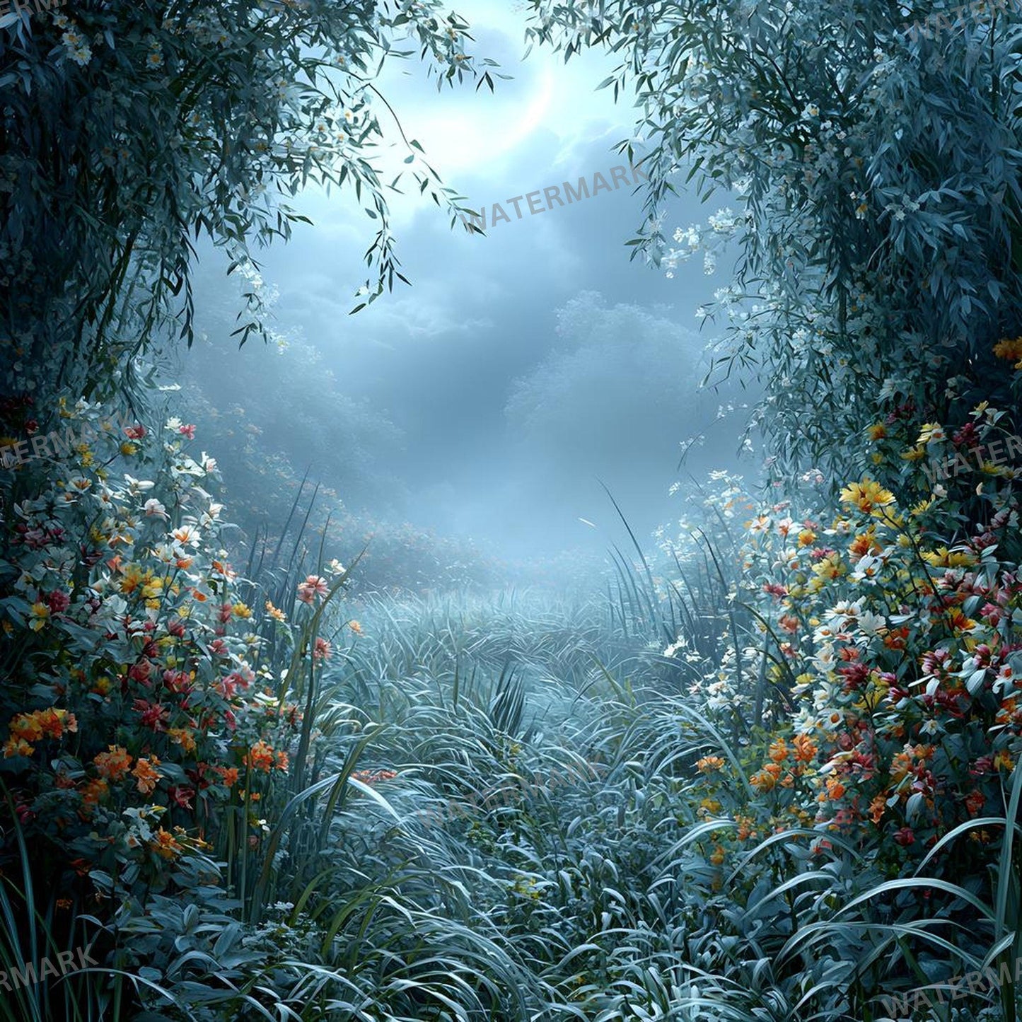 Captivating Moonlit Field Photoshop Composite, Magical Landscape Overlays, Fantasy, Nature & Surreal Photography, Visual Story Background