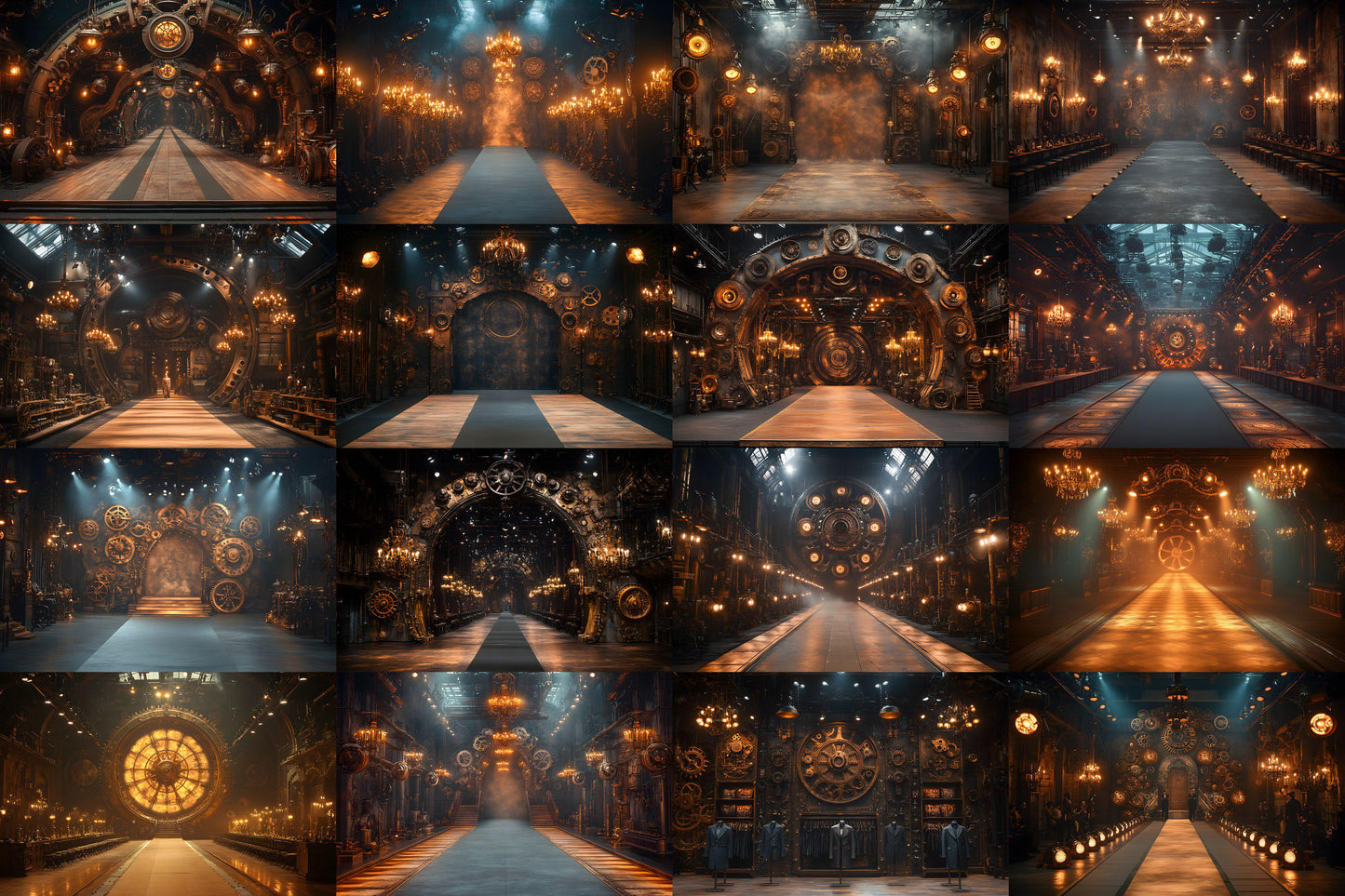 Steampunk Runway Backdrops - Digital Photography Backdrops, Maternity & Wedding Background, Studio Master Overlay, Fashion Show Stage
