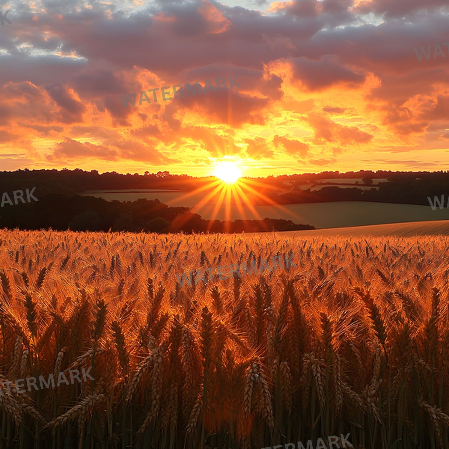 Warm Sunset Photography Backdrop, Golden Hour Digital Background for Portraits, Square Format Photo Booth Prop, Dreamy Sky Photography Resource