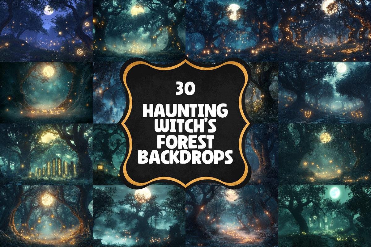Haunting Witchs Forest Backdrops for Digital Art Photography - Warm Inviting PNGs 00x00px for Creative Projects Commercial Use