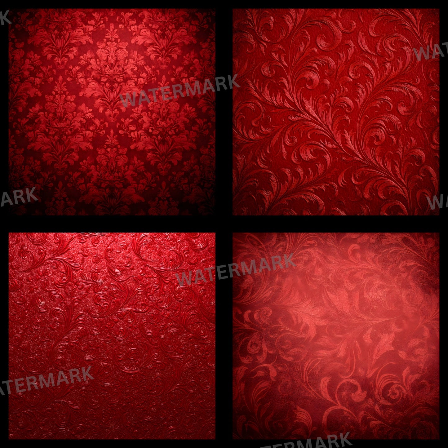 Vintage Red Patterned Photography Backdrop, Square Digital Background for Product, Portrait, and Social Media Content Creation - SQBD93
