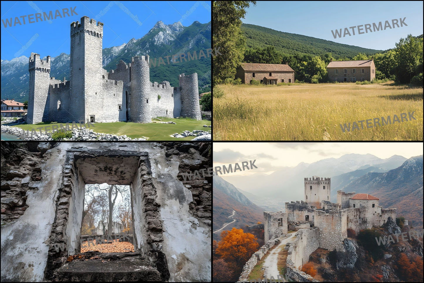 Abandoned Castle Ruins Digital Backdrop, European Photography Background, Fantasy Photo Composite, Fairytale Scene, Instant Download