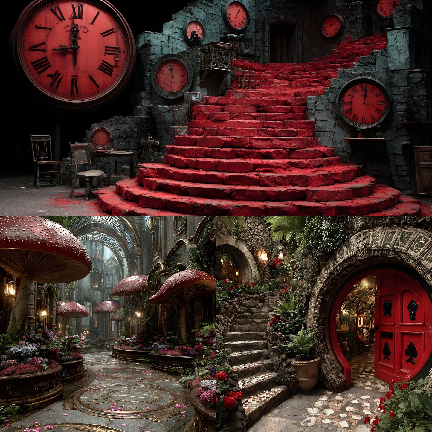 Alice in Wonderland Backdrop Set, Whimsical Digital Backgrounds for Photography, Storybook Theme, Dreamy Photo Prop, Party Decor