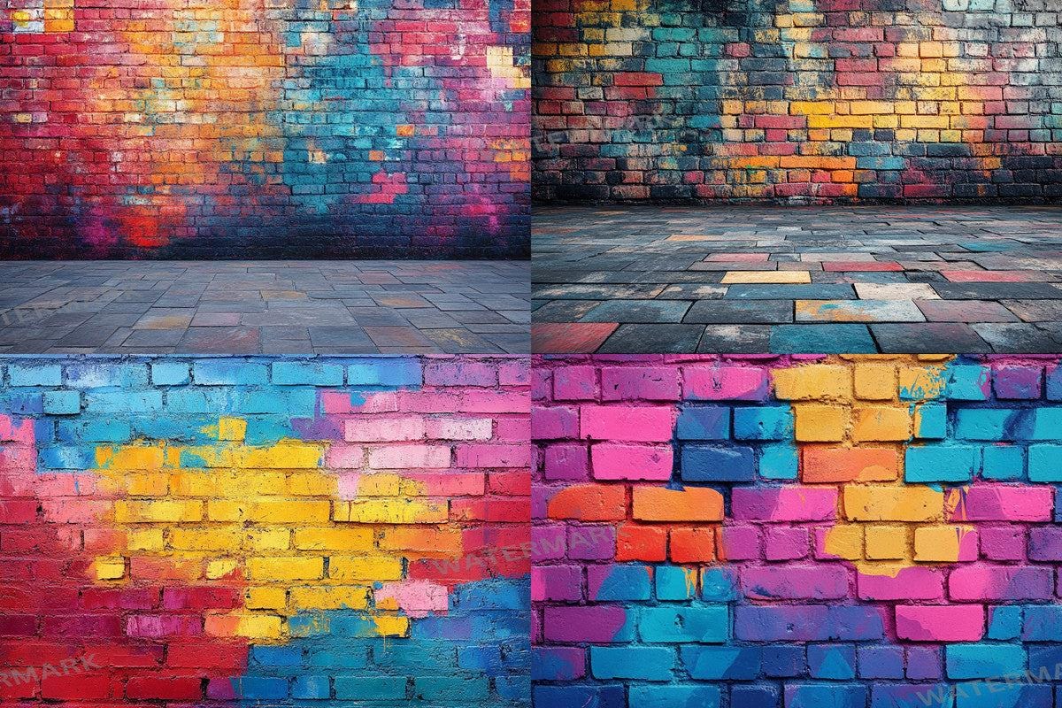 Urban Graffiti Wall Backdrops for Photography - Warm Inviting Digital PNGs 00x00px - Ideal for Artists Designers