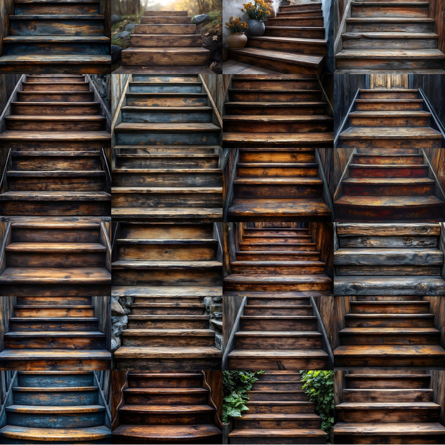Rustic Wooden Staircase Digital Backdrop Vintage Photography Background for Portrait Photoshoot, Fairytale Scene Setter