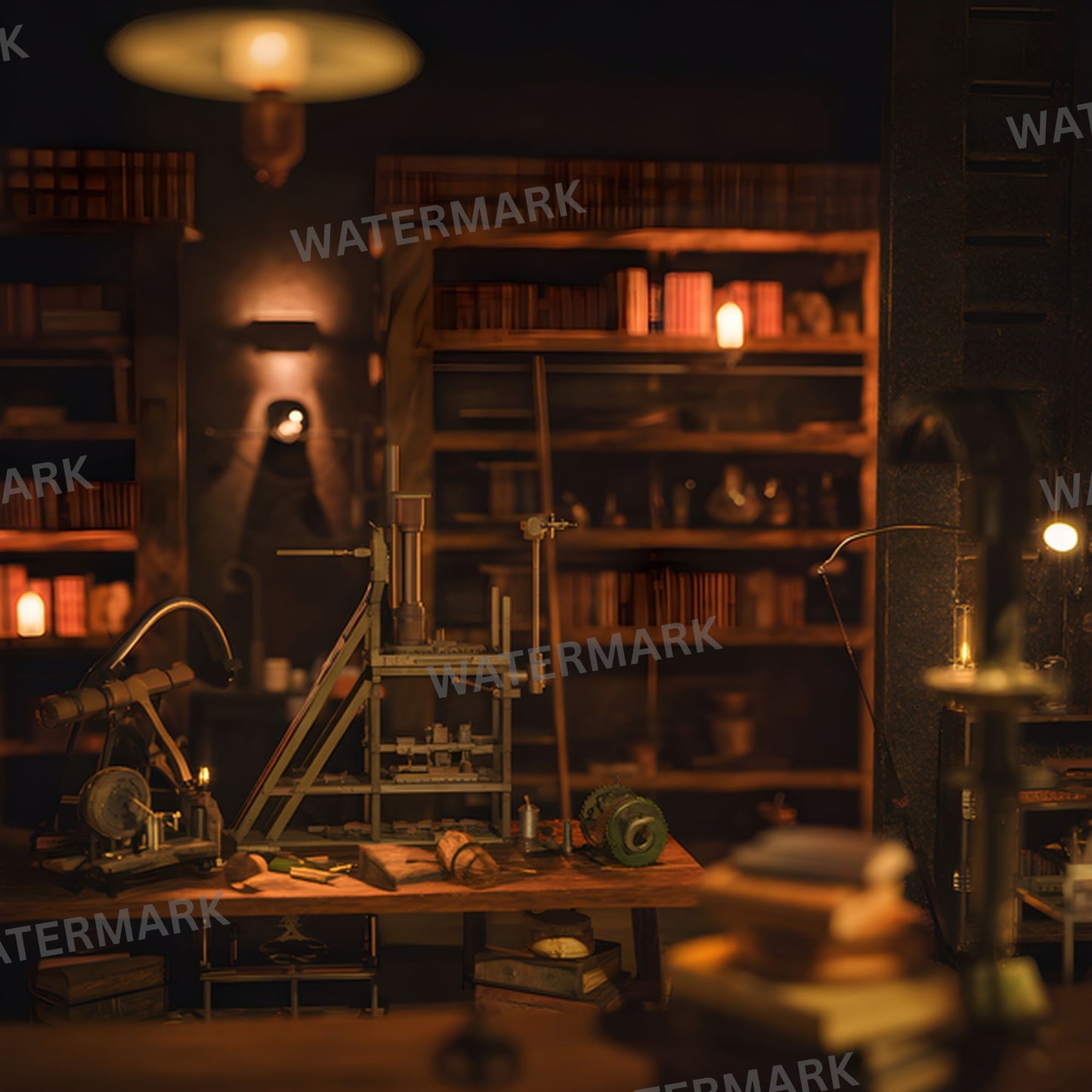 Ancient Technology Digital Backdrop, Steampunk Inventions Backgrounds, Square Photography Prop, Sci-Fi Photo Booth, Fantasy Machine Printable Image