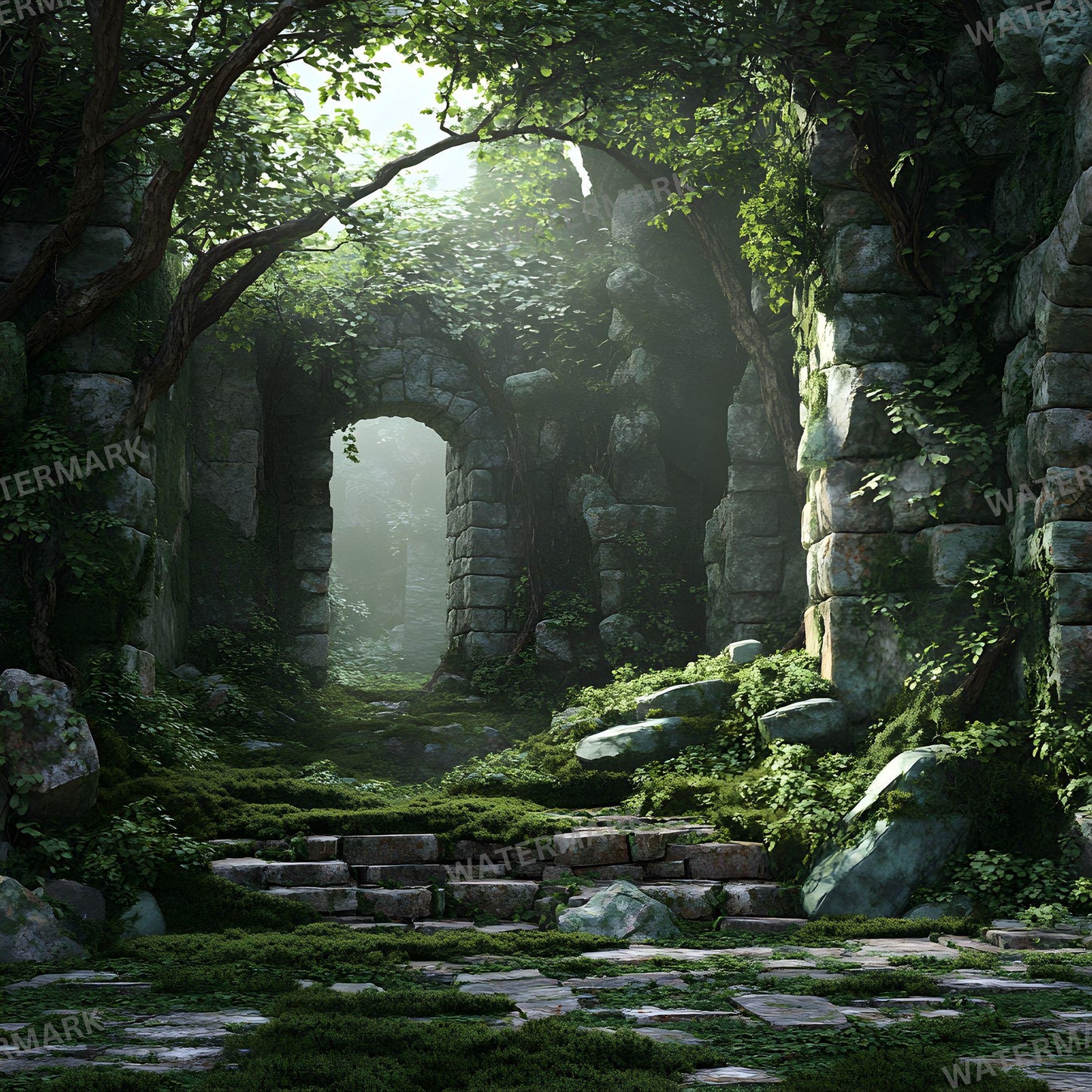 Ancient Forest Digital Photo Backdrops for Master Overlays Composites Portrait Backgrounds 96x96px Square for Creative Photography Use