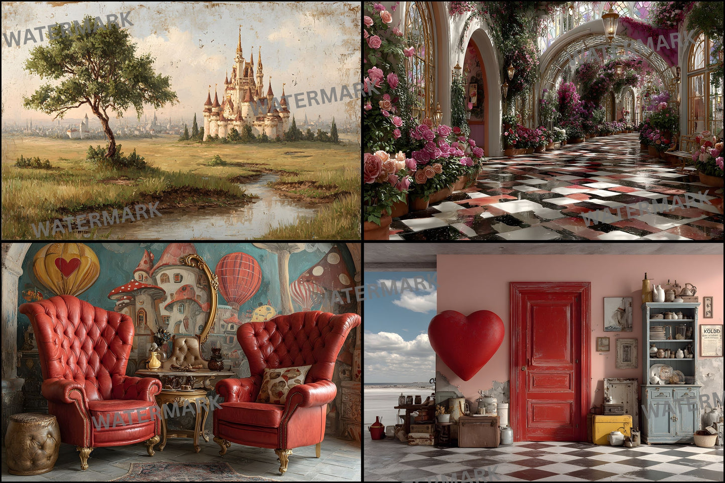 Alice in Wonderland Photography Backdrop, Whimsical Background, Digital Download for Portrait Photoshoot, Fantasy Party Decor, Ratio