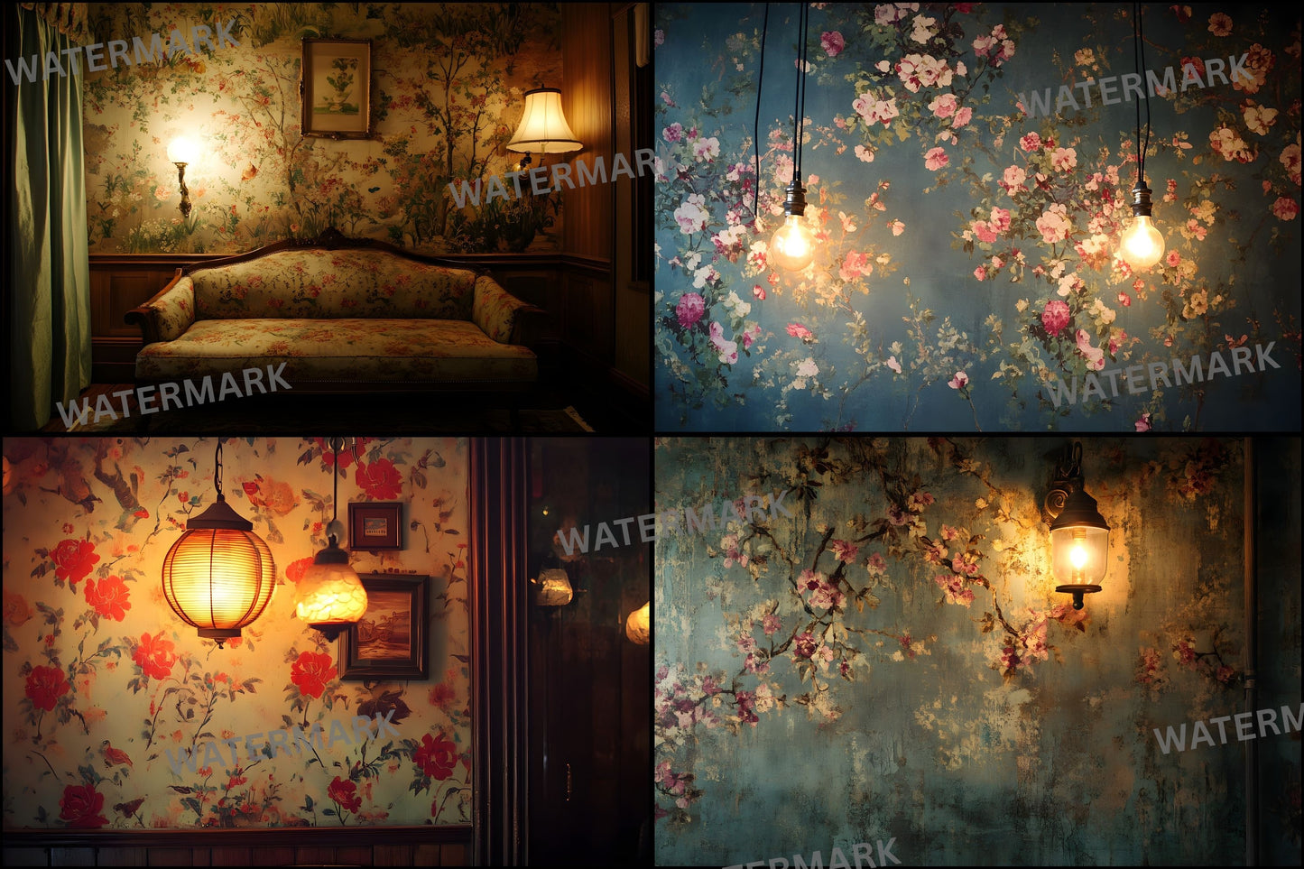 Vintage Wallpaper Room Backdrops, Photography Backgrounds, Digital Download for Photographers,Textures, Antique Interior Photo Booth