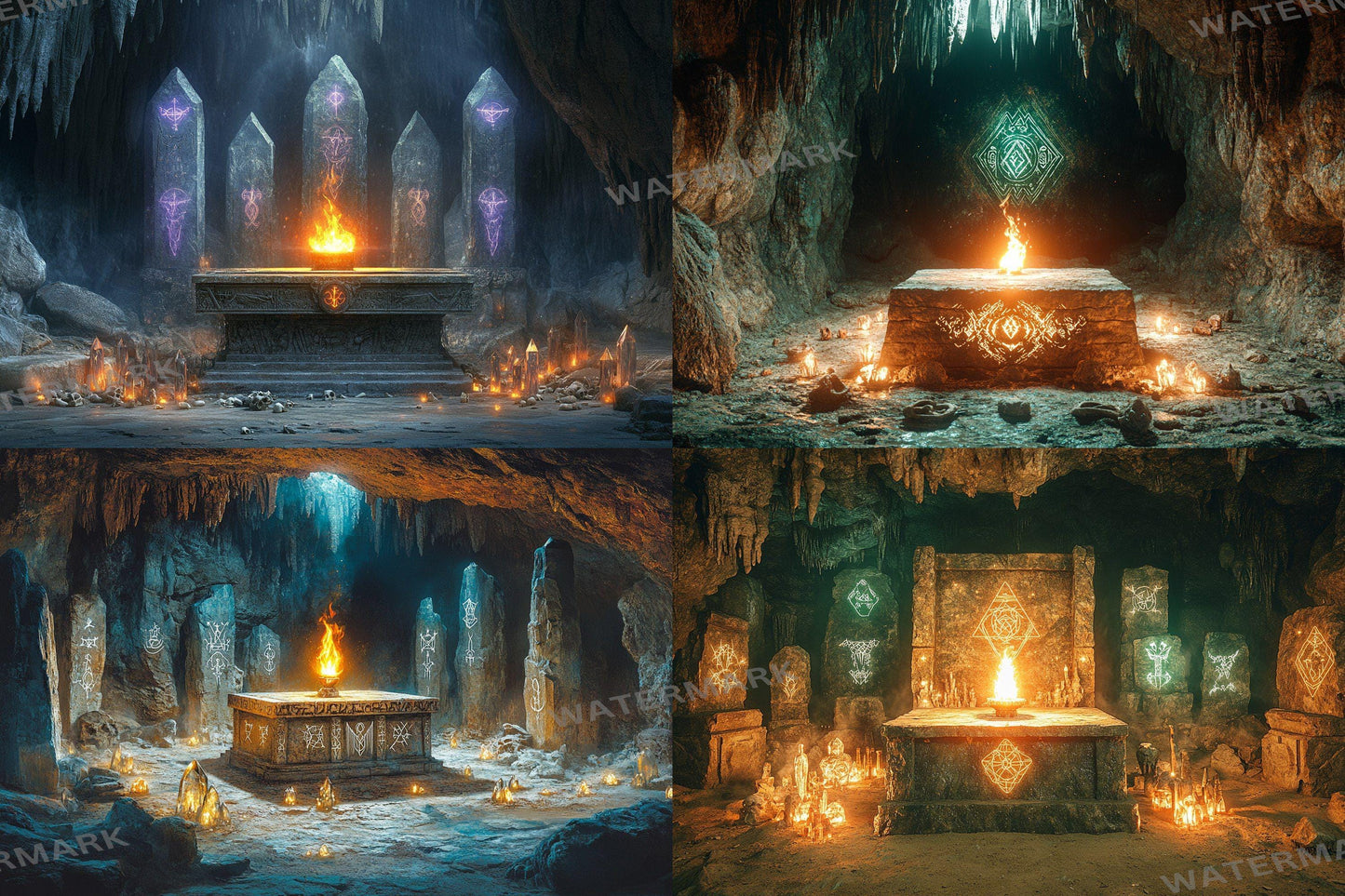 Ancient Cave Altar Backdrop: 3PNGs for Dark Fantasy Photography, Underground Ritual Chamber Scenes, Mystical Stone Digital Backdrops