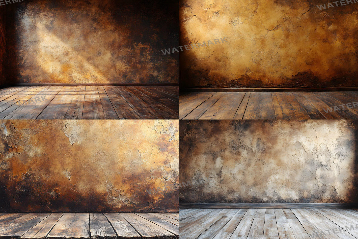 Sepia Brown Wall Backdrops - Antique, Warm Textured Digital Backgrounds
