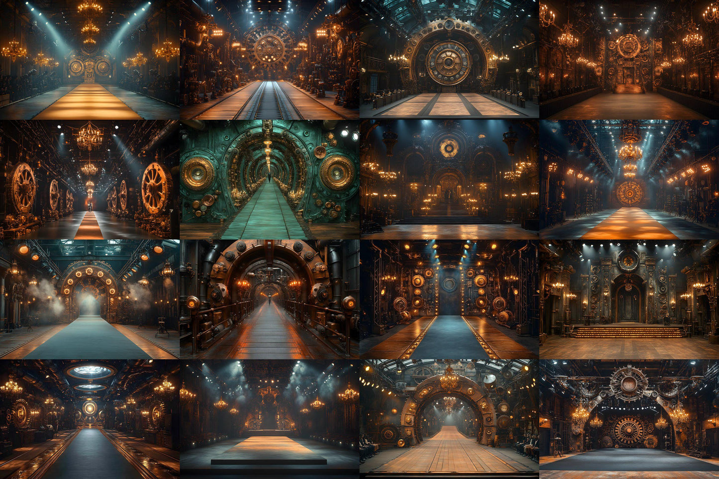 Steampunk Runway Backdrops - Digital Photography Backdrops, Maternity & Wedding Background, Studio Master Overlay, Fashion Show Stage