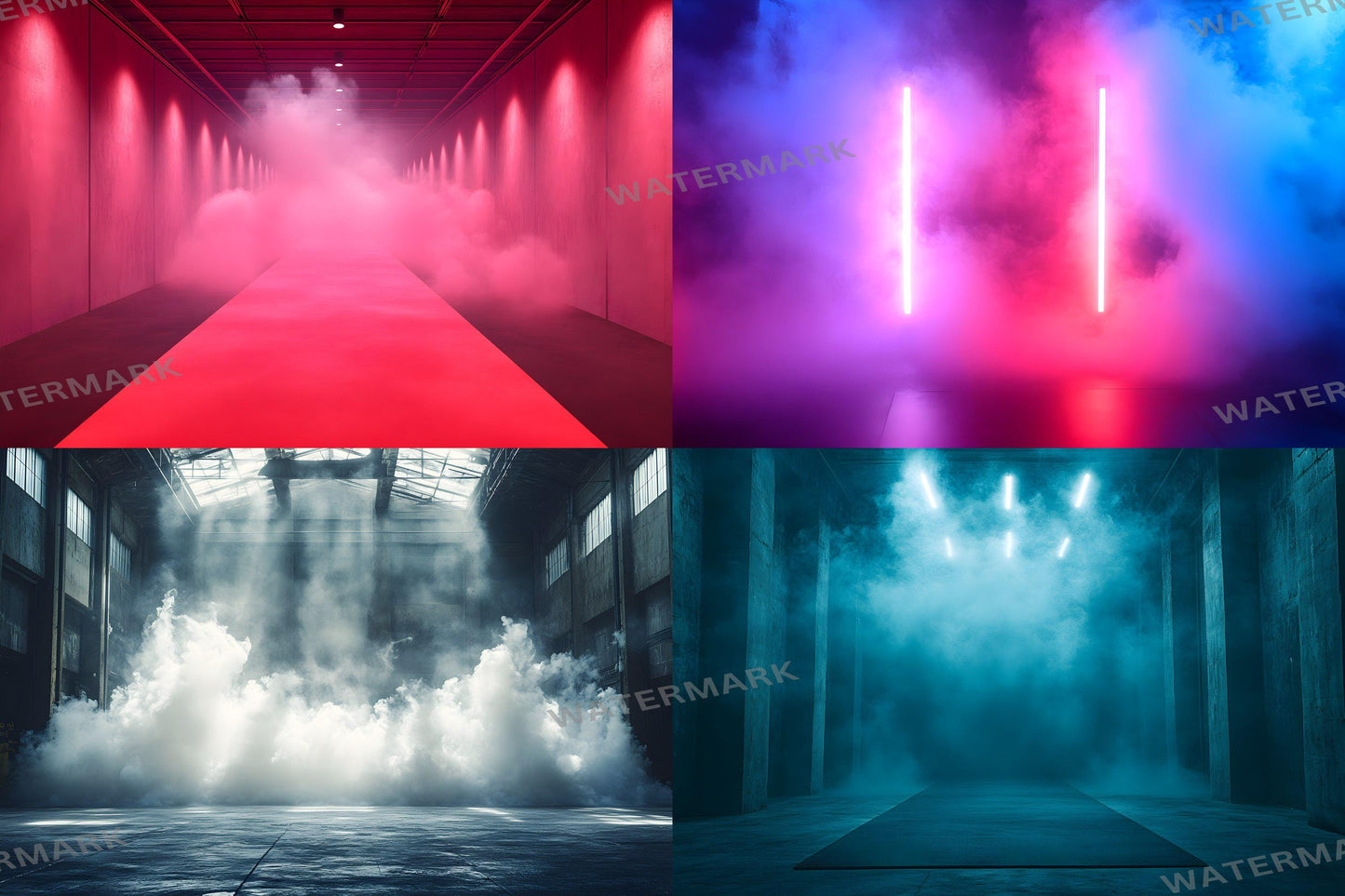 Futuristic Gym Backdrop Pack - Neon Industrial Fitness Backgrounds for Workout Photography Photoshop Composites - Neon Lights