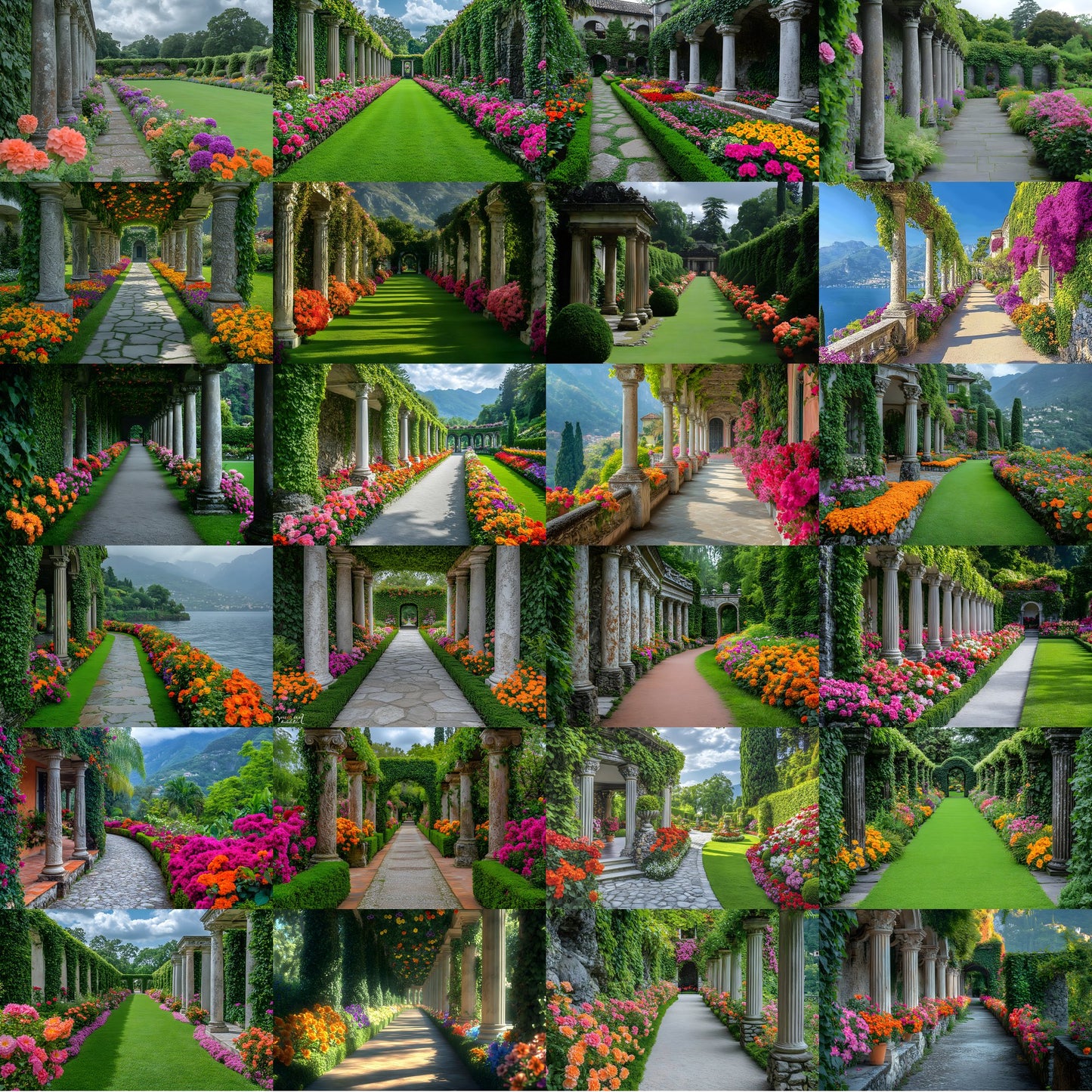 Baroque Garden Stone Columns Digital Backdrop, Photography Background Fairytale Photo Prop, Fantasy Portrait