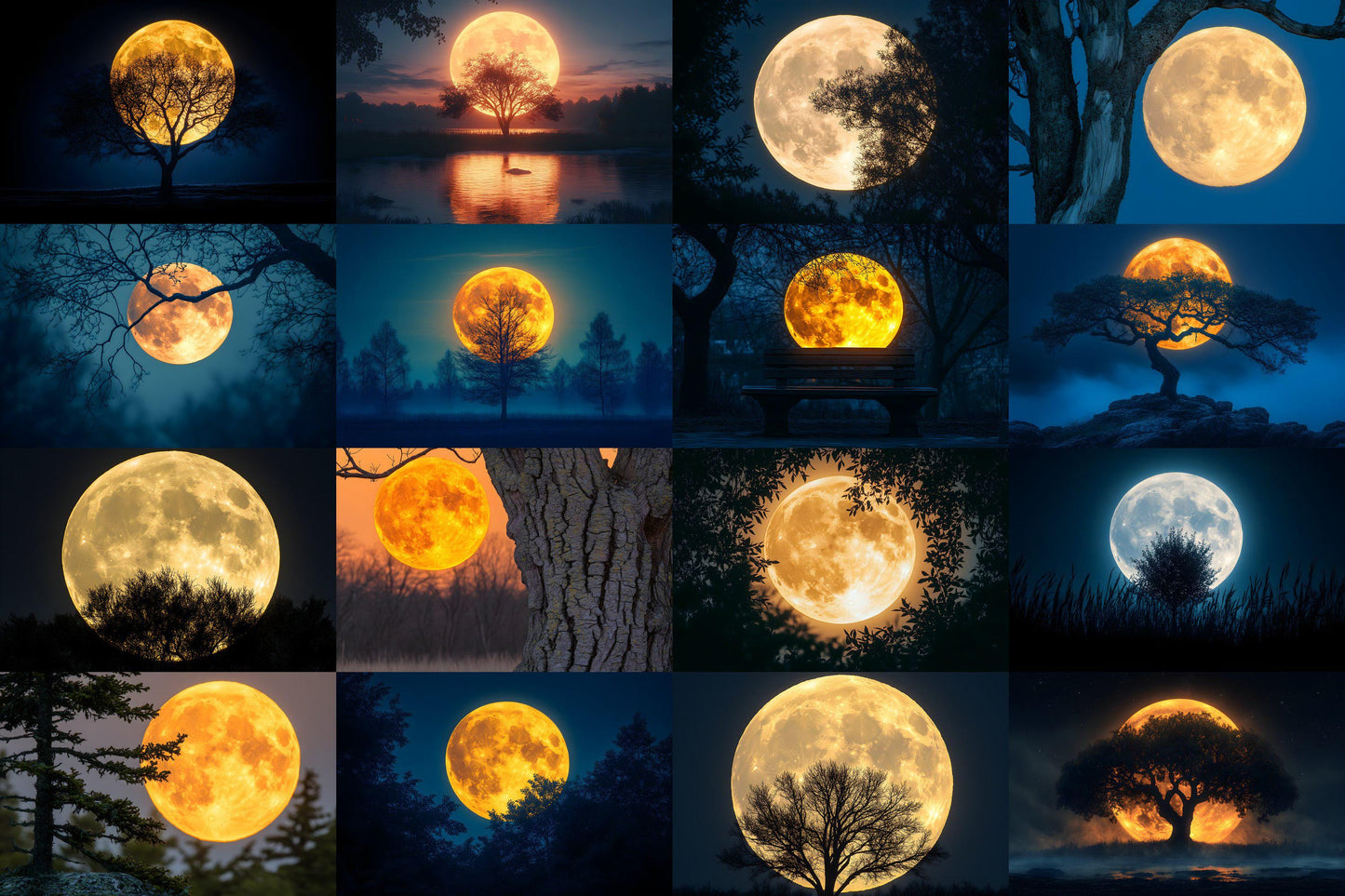 Full Moon Backdrops | Lunar Night Sky Digital Backgrounds | Moonlight Scene Photography | Witchy Halloween Moon | Photoshop Composite