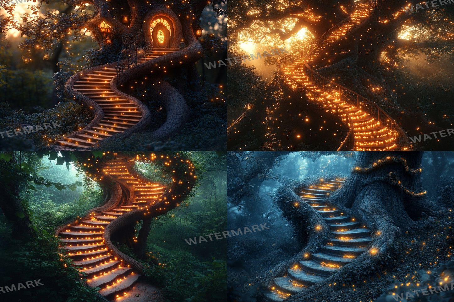 Winding Staircase Backdrop: 3PNGs for Elegant Mansion Interiors, Grand Castle Photos, Fairy Tale, Magical Woodland, Fairy Magical Forest