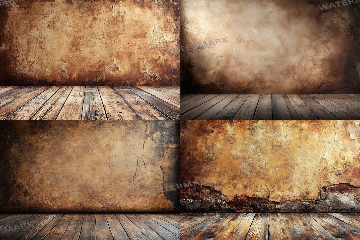 Sepia Brown Wall Backdrops - Antique, Warm Textured Digital Backgrounds
