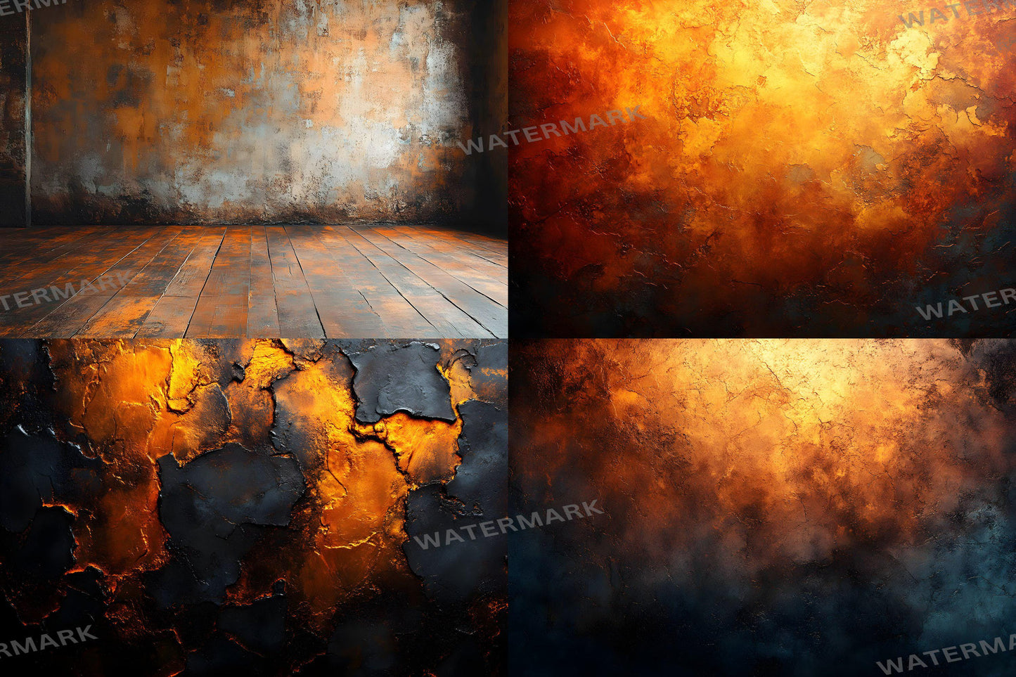 Amber Glow Textures - Warm Digital Backdrops & Abstract Grunge Overlays for Photography, Photoshop, Master Overlays, Portrait Studio