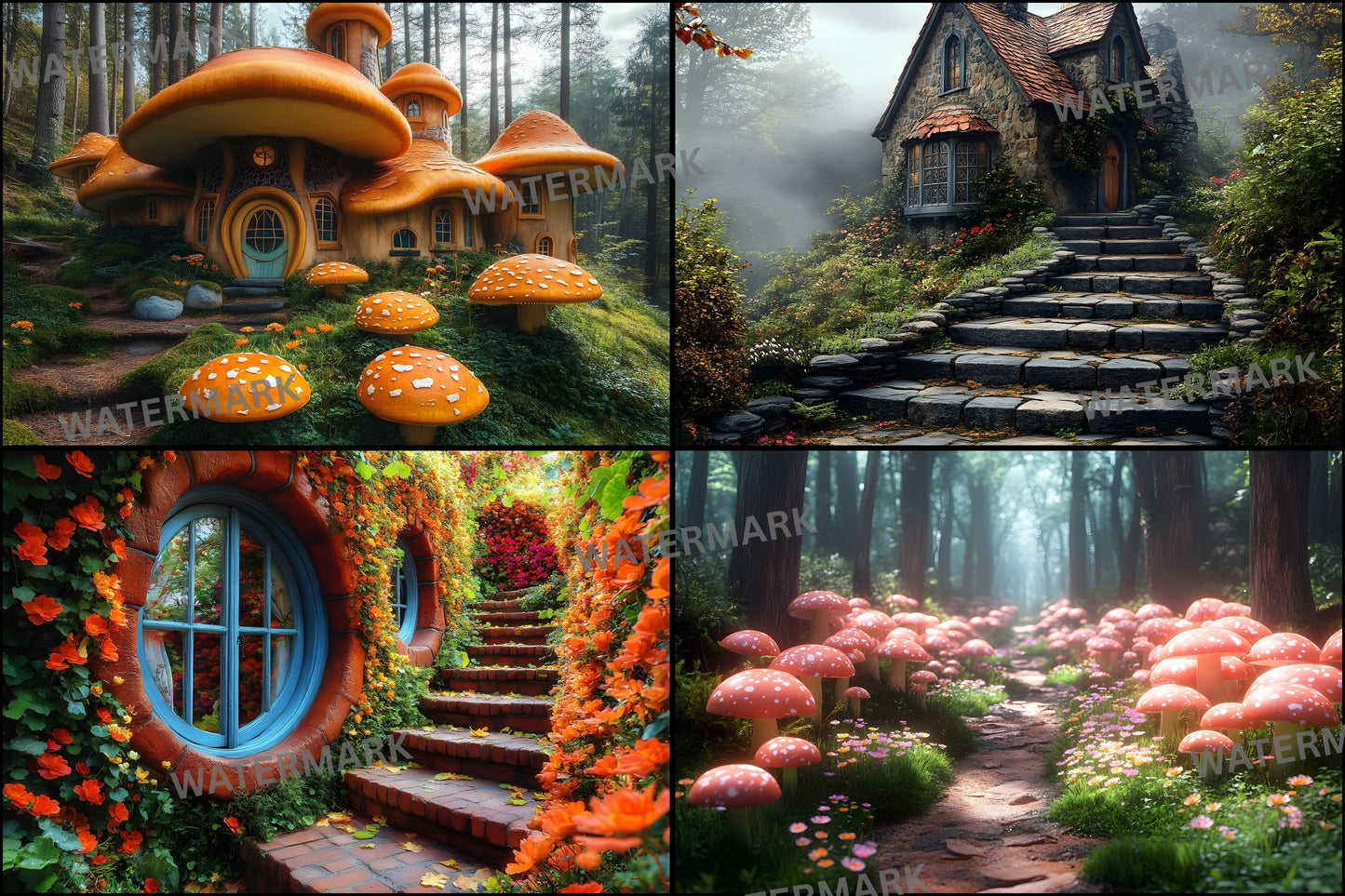 Alice in Wonderland Backdrop Set, Fantasy Photography Backgrounds, Digital Download for Newborns, Kids, and Storybook Theme Photoshoots