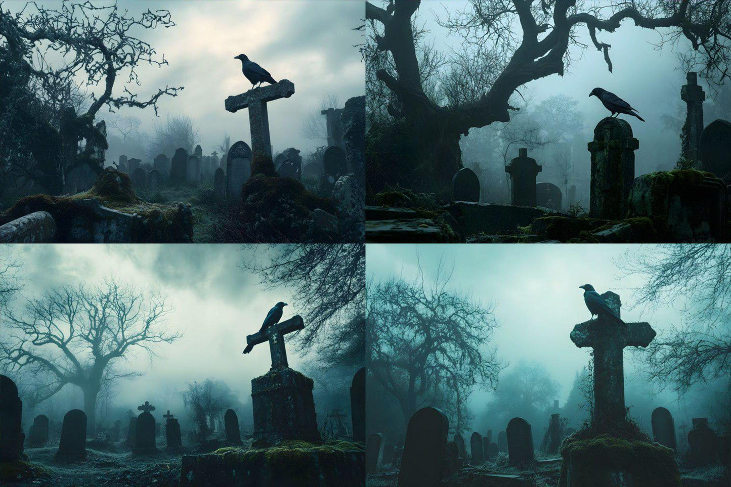 Gothic Cemetery Backdrops - 1High-Resolution PNG Designs 00x00px for Dark Gothic Aesthetic Commercial Use - Gothic Bird Crow Backdrop