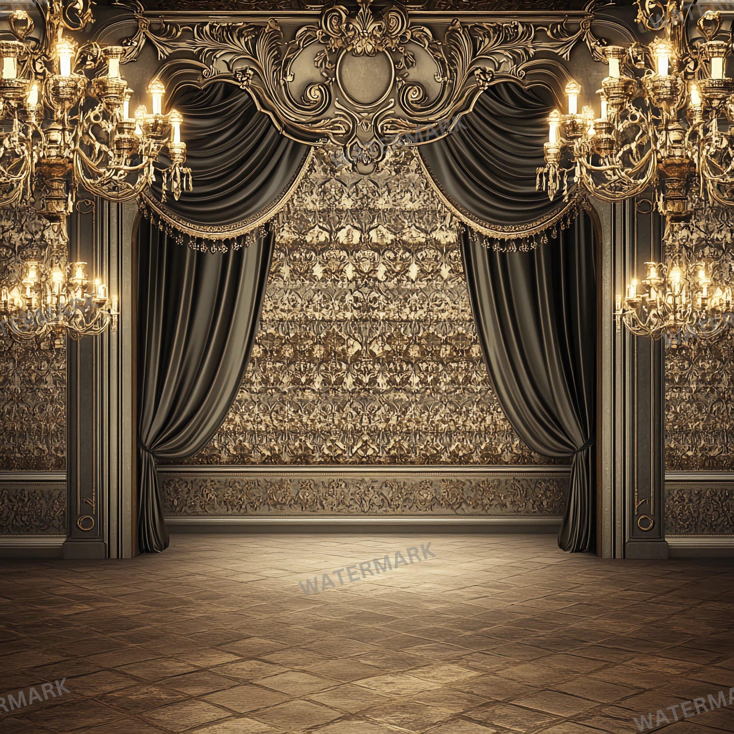 Baroque Stage Backdrops | Ornate Ballroom, Throne Room & Grand Fireplace Scenes | Theater, Musical and Concert Set Design