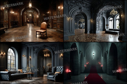 Dark Academia Boarding School Digital Backdrop, Photography Background, Moody Portrait, Printable Photography, Instant Download, Ratio