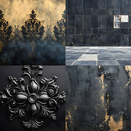 Vintage Black Textured Wall Digital Backdrop, Dark Photography Background for Portrait, Moody Fine Art Texture