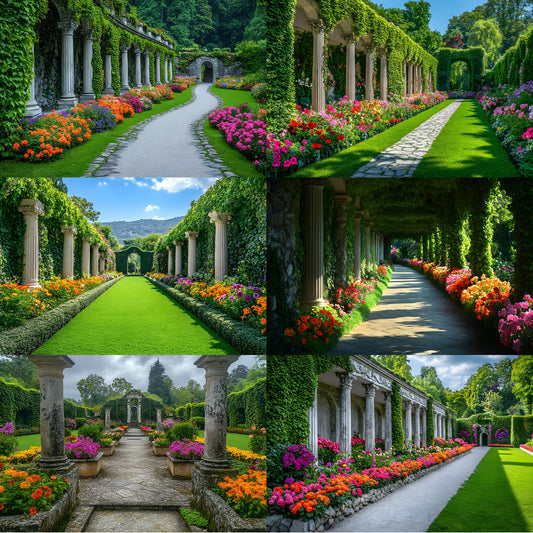 Baroque Garden Stone Columns Digital Backdrop, Elegant Photography Background, Scene, Fairytale Photo Prop, Wedding Portrait Image