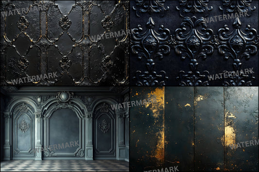 Vintage Black Textured Wall Digital Backdrop, Dark Photography Background for Portrait, Moody Fine Art Texture