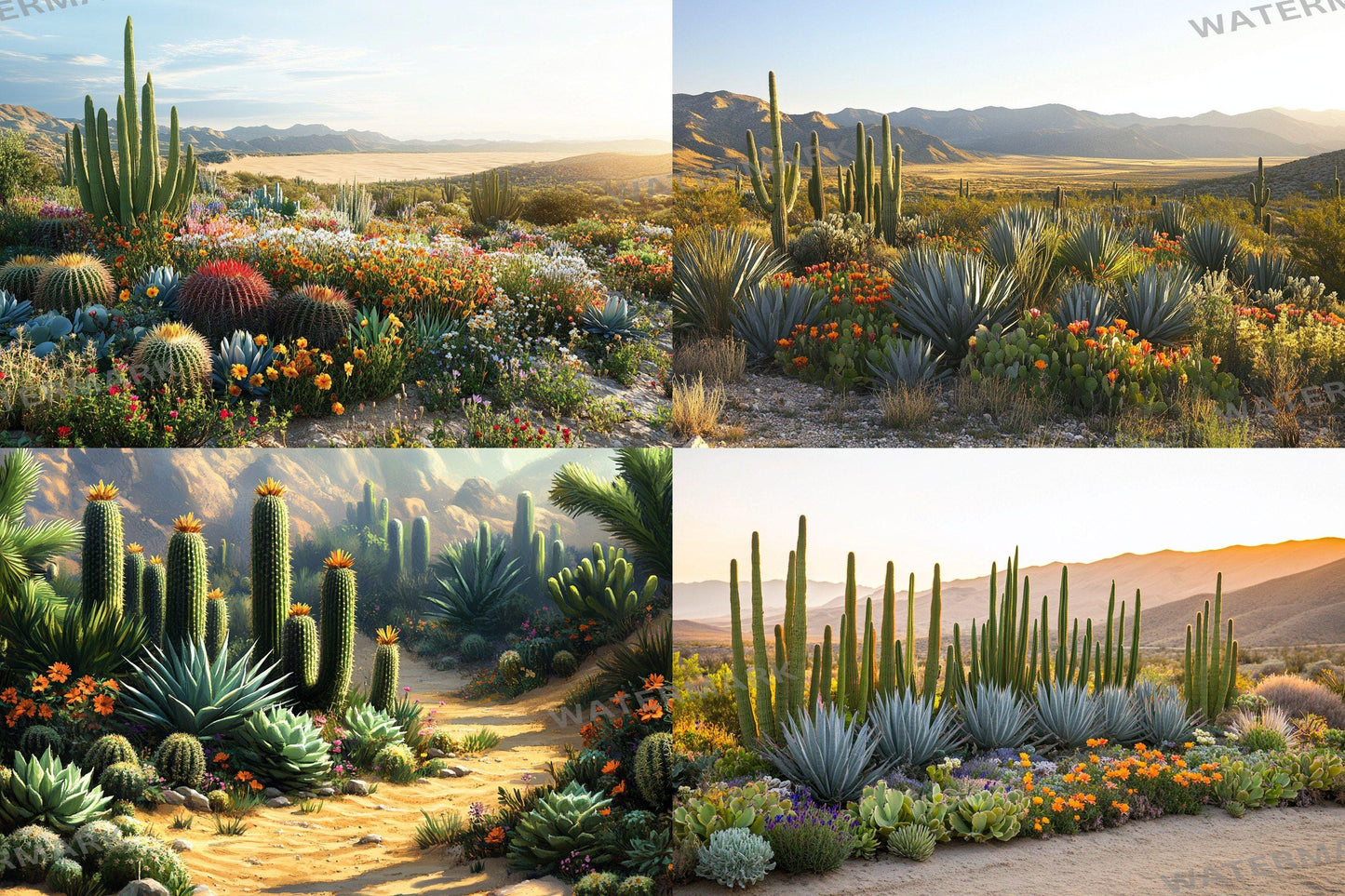 Desert Oasis Botanical Digital Backdrops Props: Lush Flatlay Backdrops, Large Photograph Backdrops, Backdrops - Photography Backgrounds