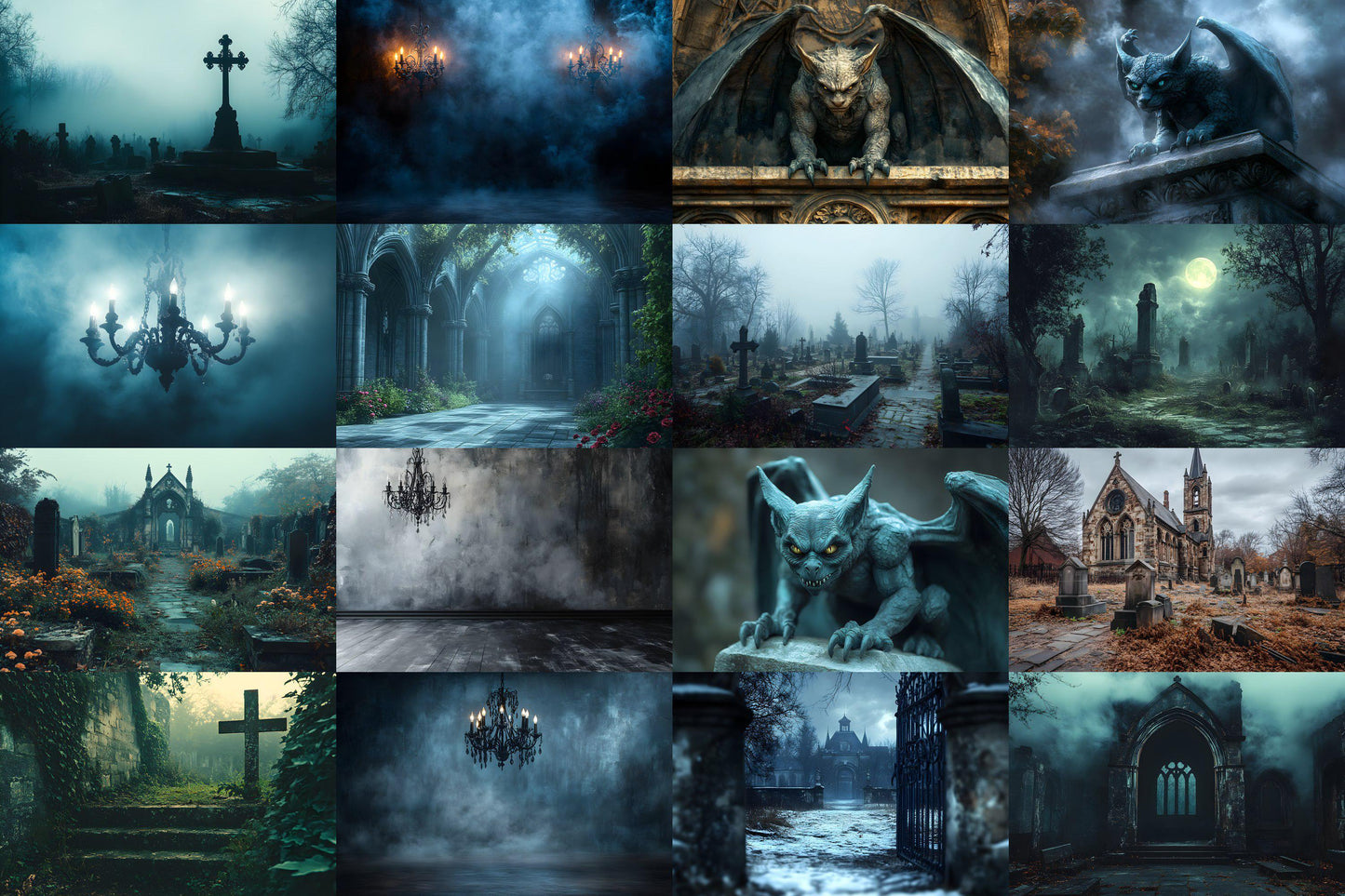 Gothic Backdrops for Photography, Dark Digital Backgrounds, Spooky Photoshop Overlays, Halloween Backdrops, Gothic Scenes & PNG Overlays