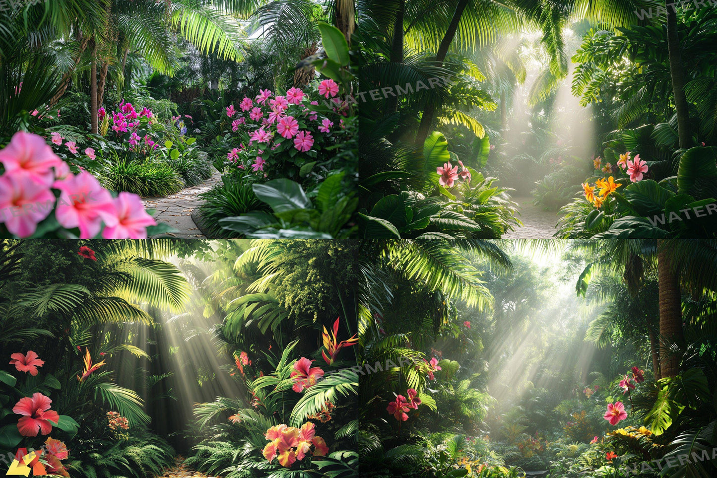Tropical Secret Retreat Backdrop: PNGs for Exotic Island Photo Editing, Hidden Jungle Paradise Scenes, Lush Summer Digital Backdrops.