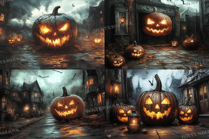Halloween Monster Scene Digital Backdrops  2High-Resolution PNG Photography Backgrounds for Creative Photo Editing  Master Overlay Effect