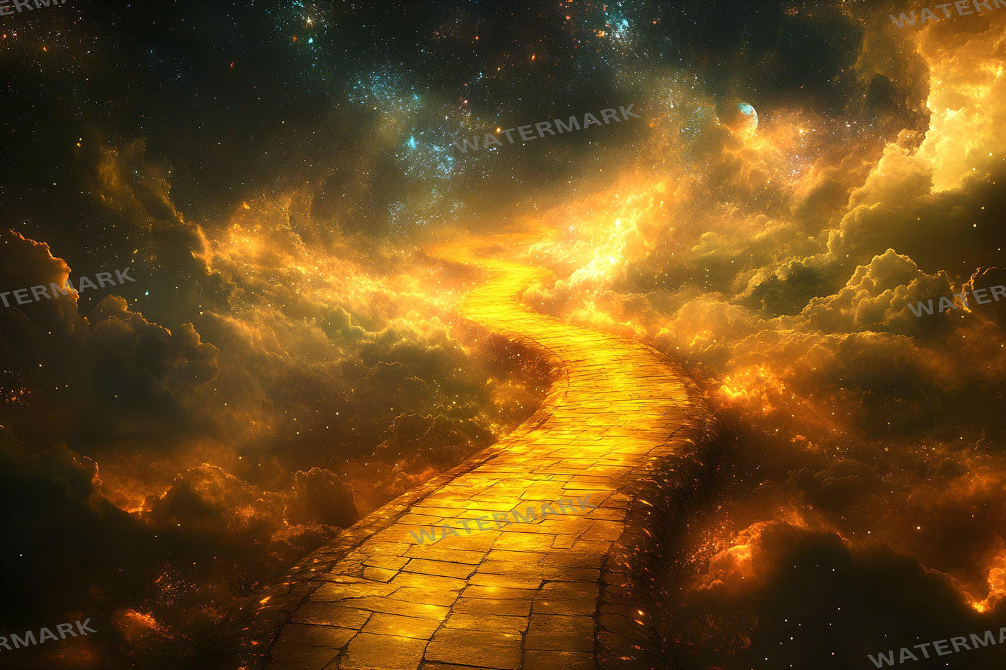 Floating Yellow Brick Road Digital Photography Backdrops - Wizard of Oz Photoshop Overlays - Kids Backgrounds - Digital Master Composites