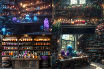 Potion Sanctuary Backdrops, Witchy Apothecary Digital Backgrounds, Magical Alchemy Lab, Enchanted Potion Room, Mystic Fantasy Aesthetic