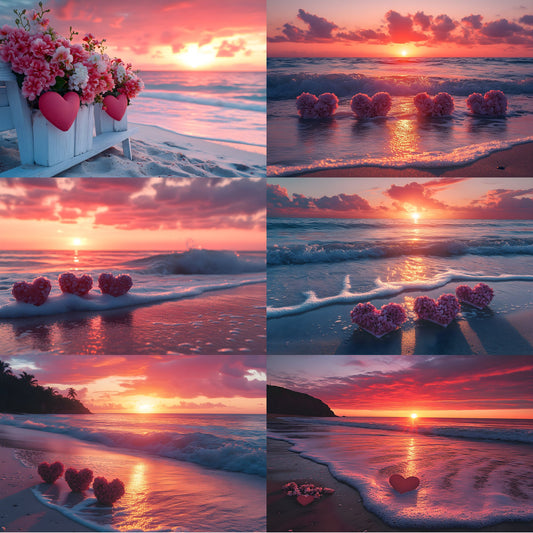 Sweethearts Sunset Golden Hour Photography Backdrop, Dreamy Digital Background for Romantic Portraits, Wedding & Newborn Photo Editing