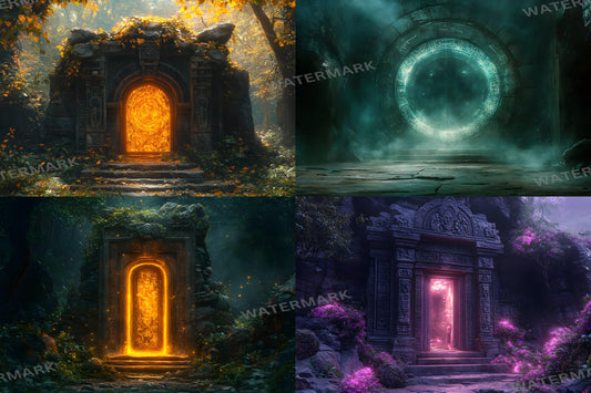 Sorceress���������s Portal Backdrops - Mystical, Glowing Fantasy Digital Backgrounds
