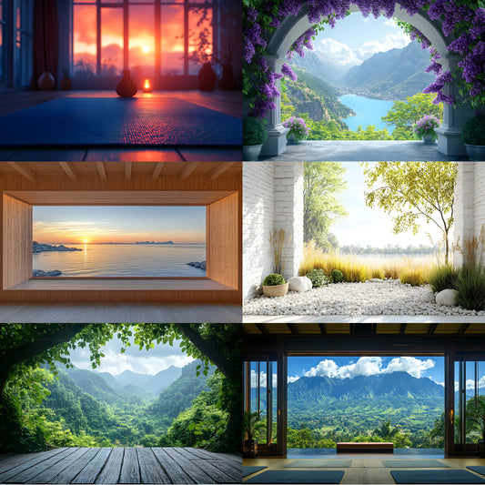 Yoga Studio Digital Backdrop Collection, Serene Meditation Backgrounds for Photographers, Peaceful Poses, High-Resolution Images, Ratio