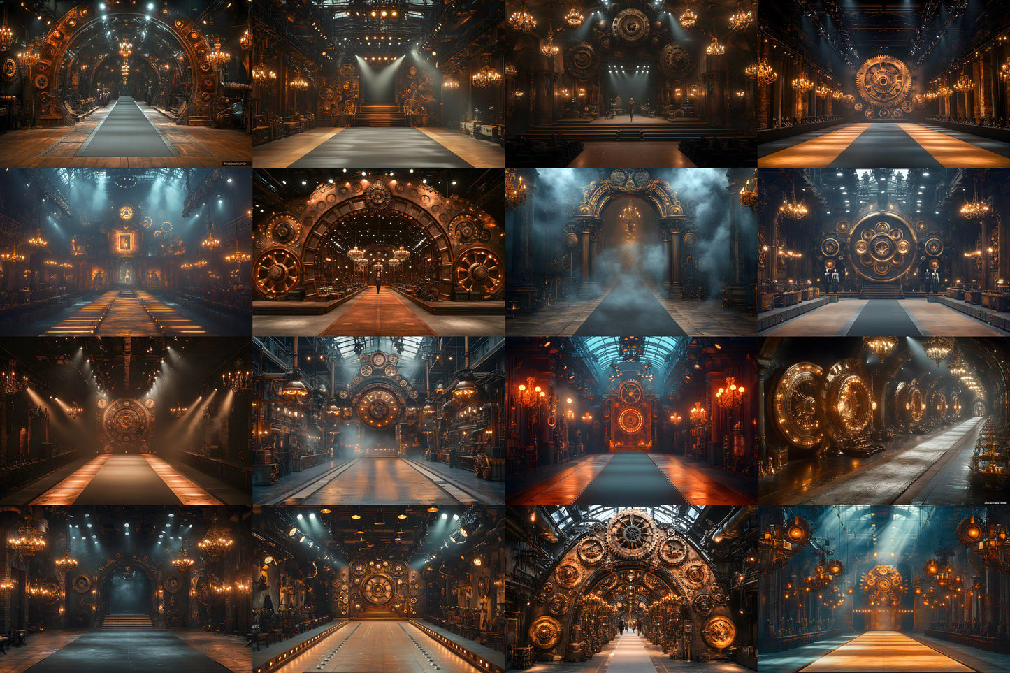 Steampunk Runway Backdrops - Digital Photography Backdrops, Maternity & Wedding Background, Studio Master Overlay, Fashion Show Stage
