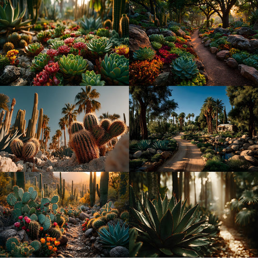 Desert Botanical Garden Digital Backdrop, Vibrant Oasis Photography Background, Lush Photo Prop, Unique Artistic Desert Scene, High-Res Image