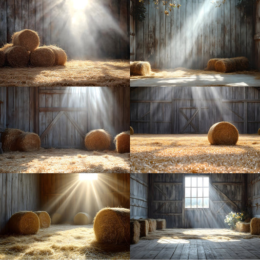 Rustic Barnyard Photography Backdrop, Vintage Farm Scene Digital Background, Photo Prop for Newborns, Kids, and Family Portraits