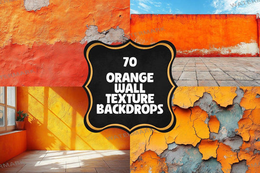 Orange Textured Wall Photography Backdrop PNGs for Photoshop Editing - Warm Aesthetic Master Overlay